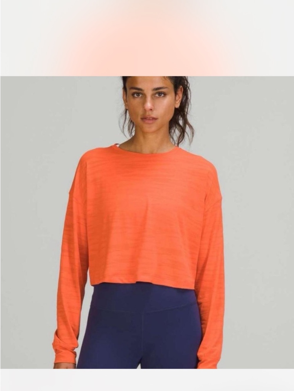 Lululemon Cropped Long Sleeve Top in Orange, See Measurements